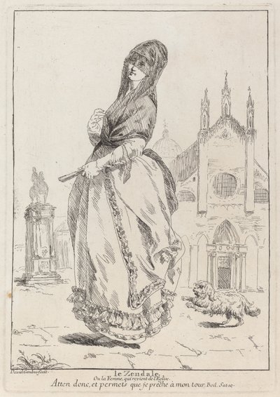 Le Zendale (Csuklyás nő, avagy a templomból visszatérő nő) alkotó: Giovanni David