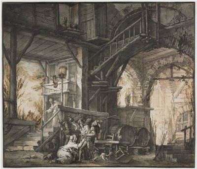 Színházi jelenet, 1775-1776 körül (akvarell és ecset, grafit és gouache) alkotó: Giovanni David