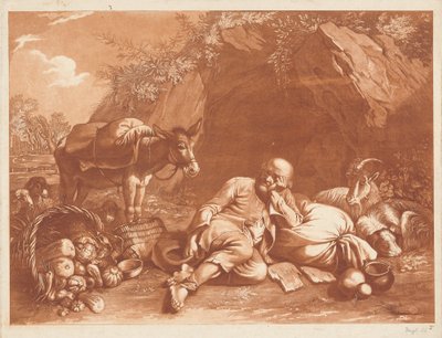 Egy öregember egy zsákra támaszkodik alkotó: Giovanni De Pian after Francesco Londonio