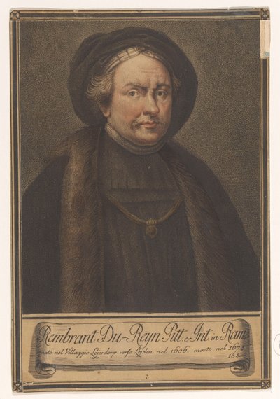 Rembrandt Harmensz művész portréja. Rajnából Művészek portréi (sorozat címe) alkotó: Giovanni Domenico Campiglia