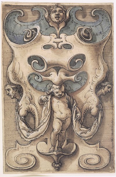 Cartouche egy puttóval alkotó: Giovanni Domenico Capellino