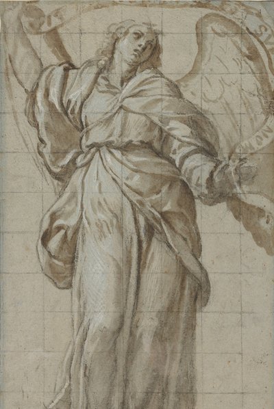 Álló angyal, kezében egy tekercset, kb. 1614. alkotó: Giovanni Domenico Caresana