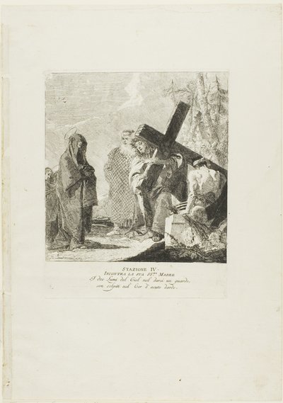 Krisztus találkozik az anyjával, négyes tábla a Keresztút stációiból alkotó: Giovanni Domenico Tiepolo