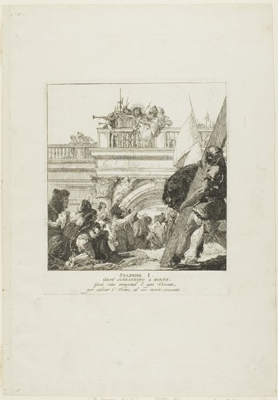Krisztus halálra ítélve, első lemez a Keresztút stációiból alkotó: Giovanni Domenico Tiepolo