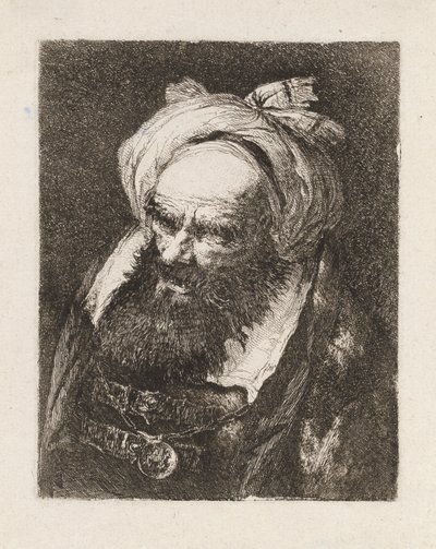 Idős férfi turbánnal, a Raccolta di Teste-ből (Fejgyűjtemény) alkotó: Giovanni Domenico Tiepolo