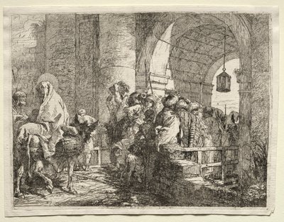 Repülés Egyiptomba: A Szent Család áthalad egy boltív alatt alkotó: Giovanni Domenico Tiepolo