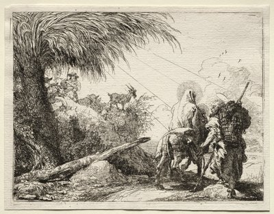 Repülés Egyiptomba: A Szent Család és a Pálmafa. alkotó: Giovanni Domenico Tiepolo