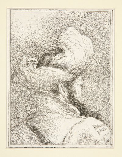 Egy török feje, a Raccolta di Teste, Libro Secondo sorozatból (Fejgyűjtemény, Második könyv) alkotó: Giovanni Domenico Tiepolo