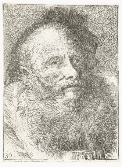 Férfi szakállal és tollas fejfedővel Fejgyűjtemény (sorozat címe) Raccolta di Teste (sorozat címe) alkotó: Giovanni Domenico Tiepolo