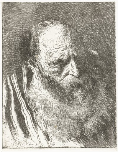 Férfi szakállas csíkos köpenyben Fejgyűjtemény (sorozat címe) Raccolta di Teste (sorozat címe) alkotó: Giovanni Domenico Tiepolo