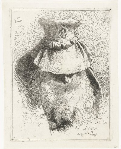 Férfi lehajtott fejjel és nagy kalappal Fejgyűjtemény (sorozat címe) Raccolta di Teste (sorozat címe) alkotó: Giovanni Domenico Tiepolo