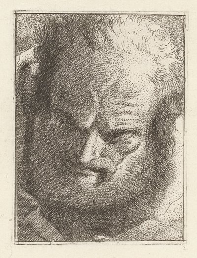 Öreg ember lefelé nézve, a Raccolta di Teste-ből (Fejgyűjtemény) alkotó: Giovanni Domenico Tiepolo