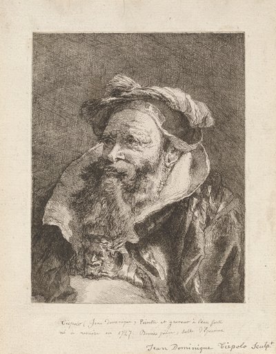Szakállas öregember, a Raccolta di Teste-ből (Fejgyűjtemény) alkotó: Giovanni Domenico Tiepolo