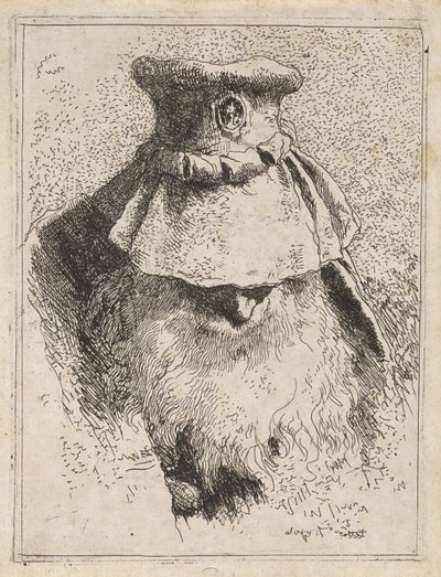 Öreg ember nagy kalapban, a Raccolta di Teste-ből (Fejgyűjtemény) alkotó: Giovanni Domenico Tiepolo