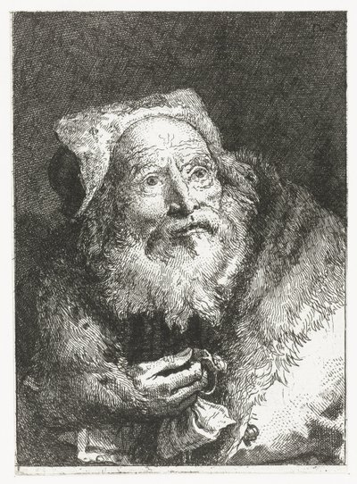 Öreg férfi karkötővel a kezében Fejgyűjtemény (sorozat címe) Raccolta di Teste (sorozat címe) alkotó: Giovanni Domenico Tiepolo