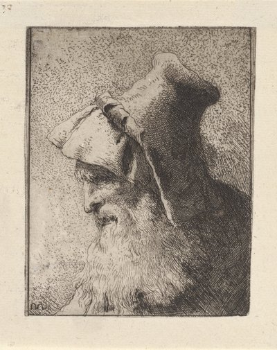 Egy szakállas idős férfi profilja, a Raccolta di Teste-ből (Fejgyűjtemény) alkotó: Giovanni Domenico Tiepolo