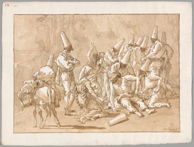 Punchinello összeomlik az úton alkotó: Giovanni Domenico Tiepolo