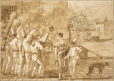 Punchinello Búcsú Velencétől alkotó: Giovanni Domenico Tiepolo
