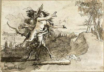 Szatír meglep egy szatírnőt alkotó: Giovanni Domenico Tiepolo