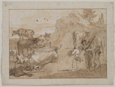Birkák és tehenek alkotó: Giovanni Domenico Tiepolo