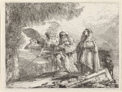 A repülés, Szent Család angyallal sétálva alkotó: Giovanni Domenico Tiepolo