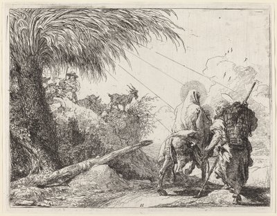 A repülés, Szent Család jobb oldalon, József balra nézve alkotó: Giovanni Domenico Tiepolo