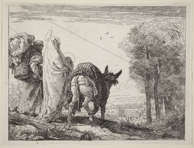 Menekülés a bal oldali Szent Családdal alkotó: Giovanni Domenico Tiepolo