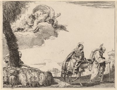 Repülés a Szent Családdal a jobb oldalon alkotó: Giovanni Domenico Tiepolo