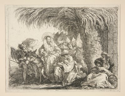 A Szent Család pálmafa alatt, az Idee pittoresche sopra la fuga in Egitto (Repülés Egyiptomba) sorozatból alkotó: Giovanni Domenico Tiepolo