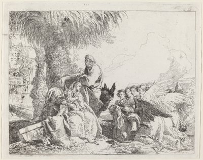 The Rest on the Flight, imádó angyalokkal alkotó: Giovanni Domenico Tiepolo