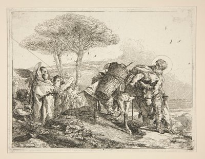 A Szűz, kezében a gyermek, az Idee pittoresche sopra la fuga in Egitto (Repülés Egyiptomba) sorozatból alkotó: Giovanni Domenico Tiepolo