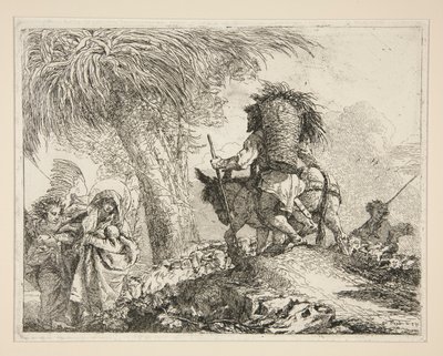 Szűz és gyermek Józseffel, az Idee pittoresche sopra la fuga in Egitto (Repülés Egyiptomba) sorozatból alkotó: Giovanni Domenico Tiepolo