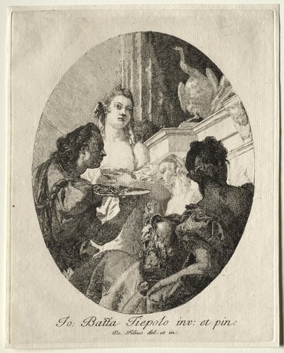 Három nő, akik Marc Anthony ajándékait mutatják be Kleopátrának. alkotó: Giovanni Domenico Tiepolo