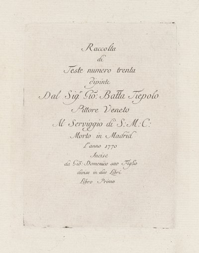 Címlap, a Raccolta di Teste-ből (Fejgyűjtemény) alkotó: Giovanni Domenico Tiepolo