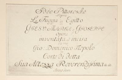 Címlap, a Festői ötletek Egyiptomba repülés közben című sorozatból alkotó: Giovanni Domenico Tiepolo