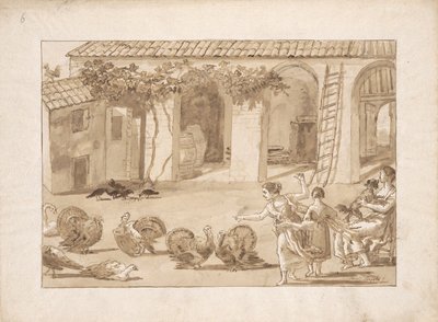 Pulykák egy velencei tanyaudvarban, a harmadik rajz Tiepolóban alkotó: Giovanni Domenico Tiepolo
