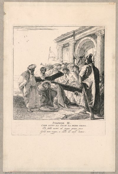 Via crucis – III. állomás, először esik a kereszt alá alkotó: Giovanni Domenico Tiepolo
