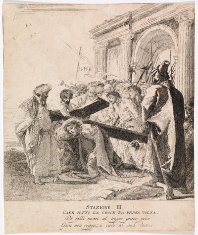 Via crucis - III. állomás. Jézus először esik el alkotó: Giovanni Domenico Tiepolo