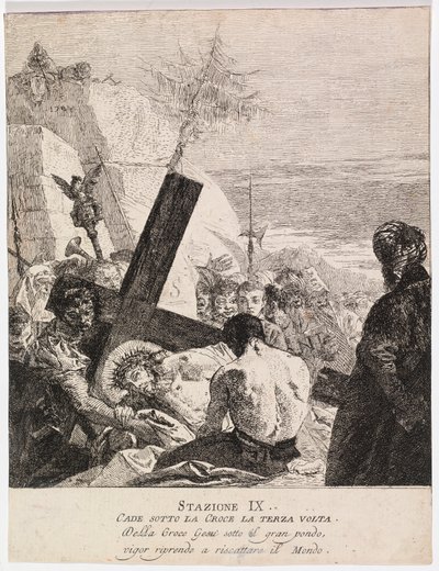 Via crucis - IX. Jézus harmadszor is elesik alkotó: Giovanni Domenico Tiepolo