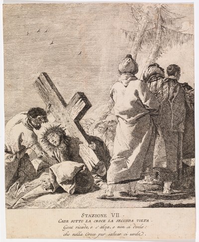 Via crucis - VII. állomás. Jézus másodszor is elesik alkotó: Giovanni Domenico Tiepolo