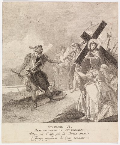 Via crucis - VI. Veronika megtörli Jézus arcát alkotó: Giovanni Domenico Tiepolo