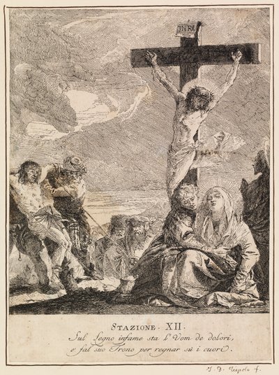 Via crucis - XII. állomás. Jézus meghal a kereszten alkotó: Giovanni Domenico Tiepolo
