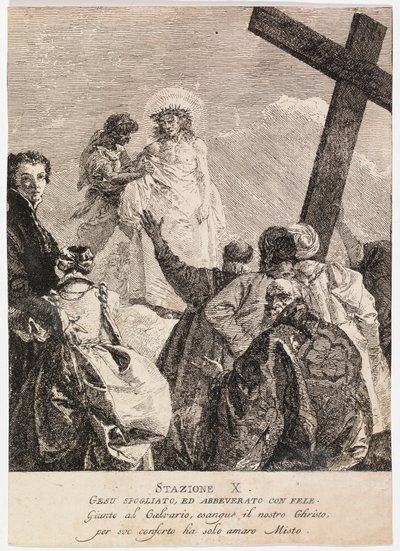 Via crucis - X. állomás: Jézust megfosztják ruháitól alkotó: Giovanni Domenico Tiepolo