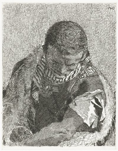 Fekete fiú lehajtott fejjel Fejgyűjtemény (sorozat címe) Raccolta di Teste (sorozat címe) alkotó: Giovanni Domenico Tiepolo