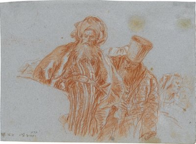 Két keleti kereskedő; verso: Bal kéz feszületet tart alkotó: Giovanni Domenico Tiepolo