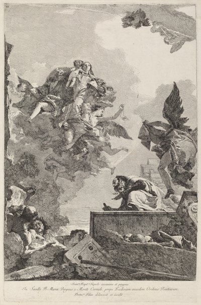A Madonna del Carmelo megjelenik Saint Simon Stock-nak alkotó: Giovanni Domenico Tiepolo after Giovanni Battista Tiepolo