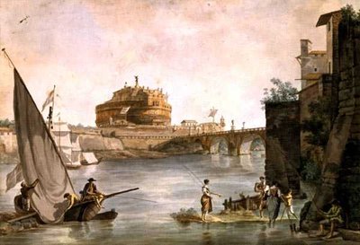 Hadrianus mauzóleuma a római St. Angelo kastélyban (toll és akvarell papíron) alkotó: Giovanni and Ducros Abraham Volpato