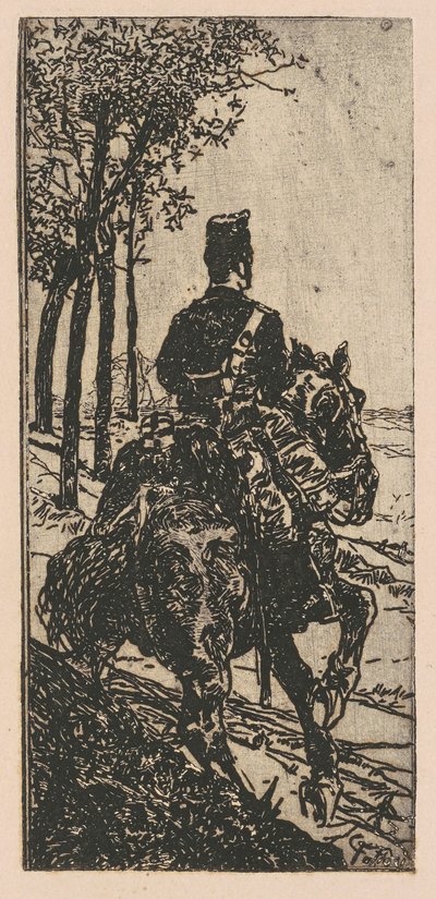 Tüzérségi katona lóháton alkotó: Giovanni Fattori