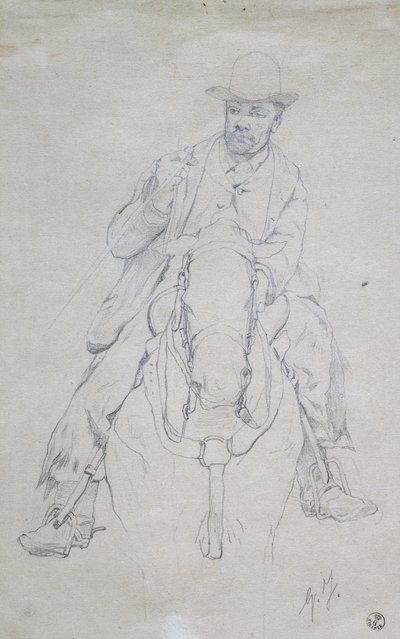 Buttero lóháton (toszkán cowboy) alkotó: Giovanni Fattori