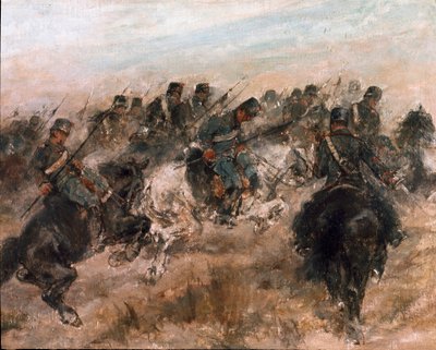 1859-es olaszországi hadjárat: "" A piemonti lovasság rohama "" Giovanni Fattori (1825-1908) festménye Róma, Modern Művészeti Nemzeti Galéria alkotó: Giovanni Fattori